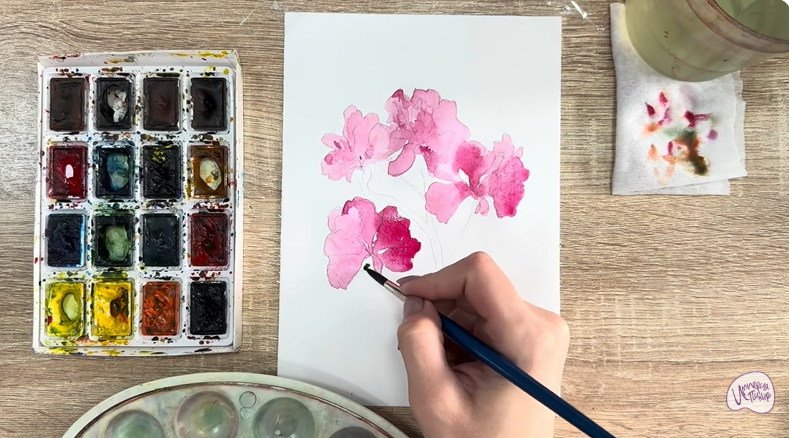 Рисуем Ветка рододендрона