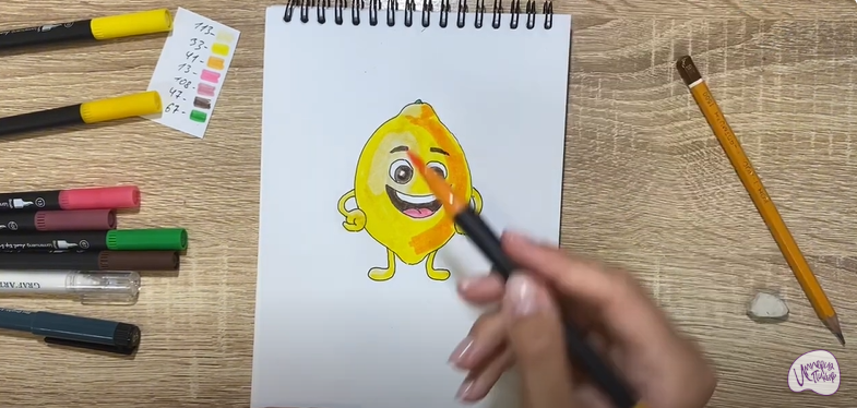 Рисуем Мультяшный лимон