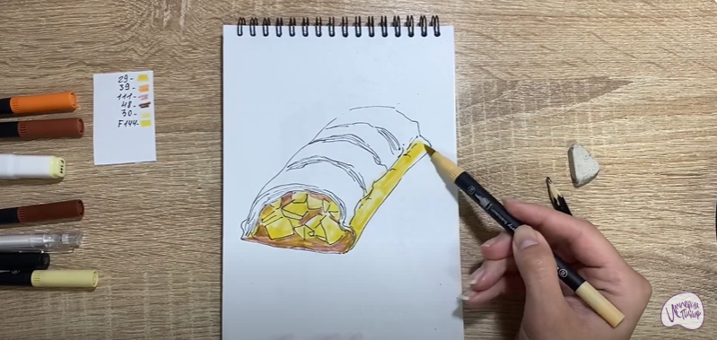 Рисуем Яблочный штрудель