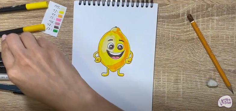 Рисуем Мультяшный лимон