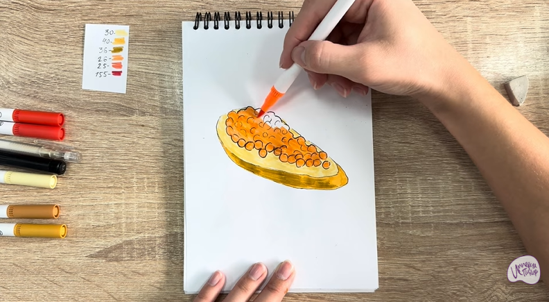 Рисуем Бутерброд с красной икрой