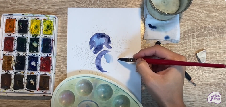 Рисуем Водяника чёрная