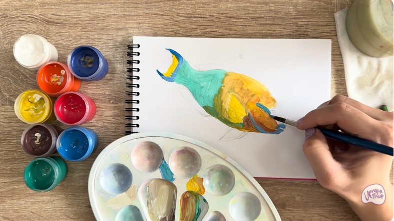 Рисуем Рыба-попугай