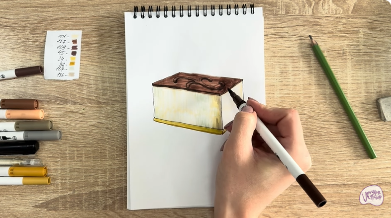 Рисуем Пирожное "Птичье Молоко"