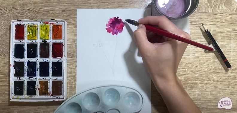 Рисуем Цветок "Скабиоза"