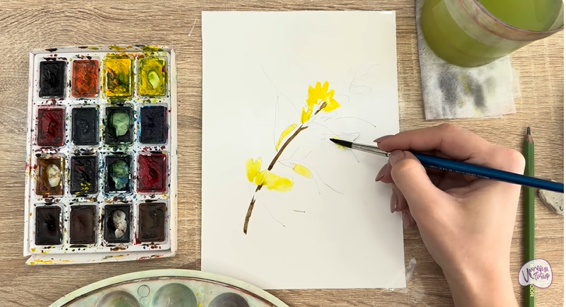 Рисуем Ветка караганы