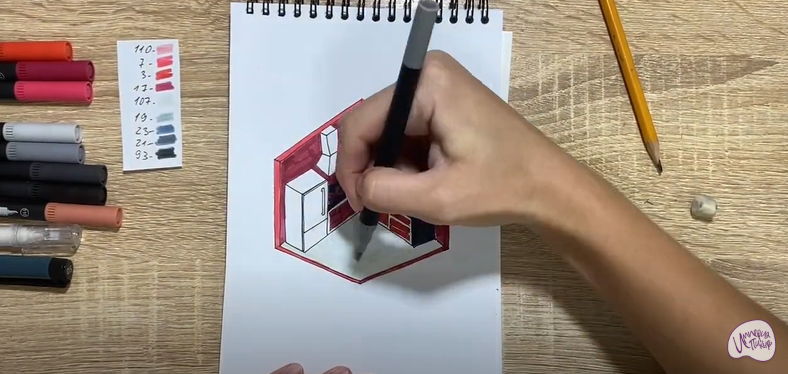 Рисуем Угловая кухня