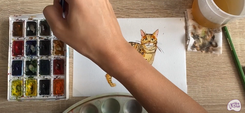 Рисуем Бенгальская кошка