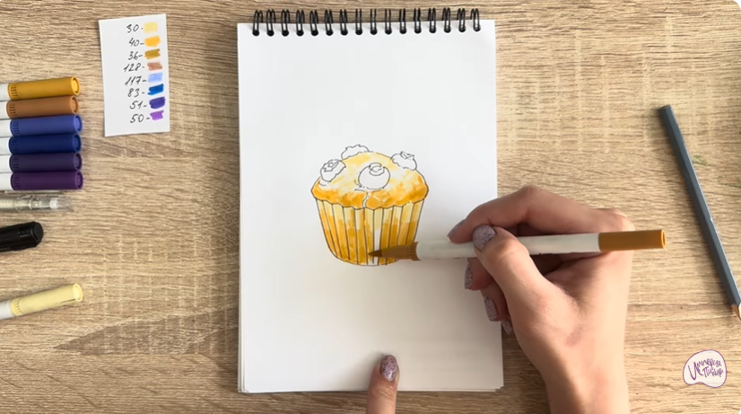 Рисуем Кекс с черникой