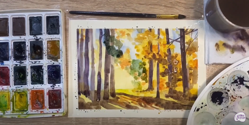 Рисуем Утро в лесу