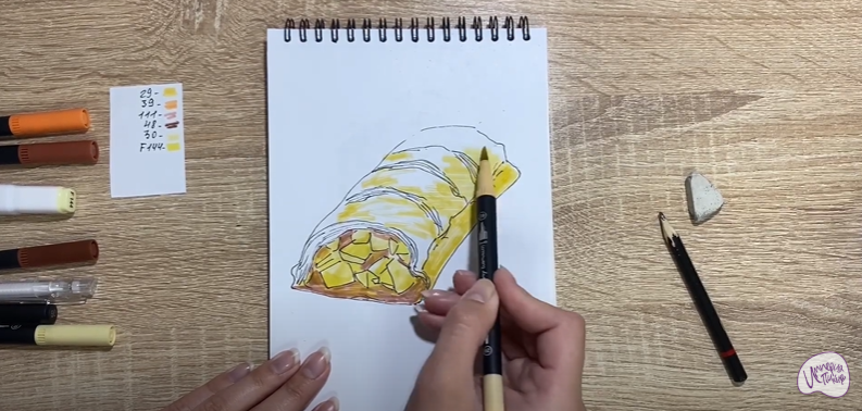 Рисуем Яблочный штрудель
