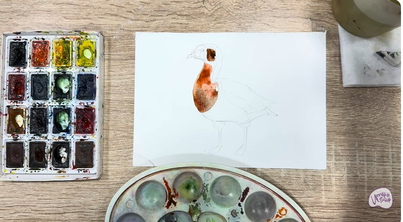 Рисуем Краснозобая казарка