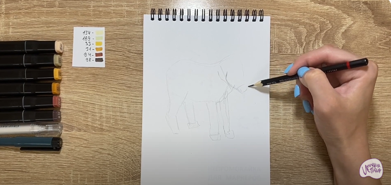 Рисуем Мультяшный телёнок