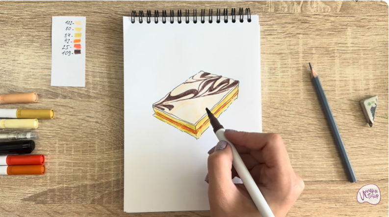 Рисуем Пирожное "Александровская полоска"