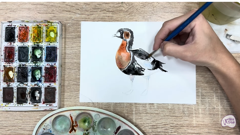 Рисуем Краснозобая казарка