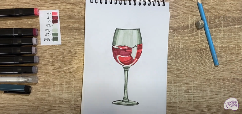 Рисуем Бокал вина