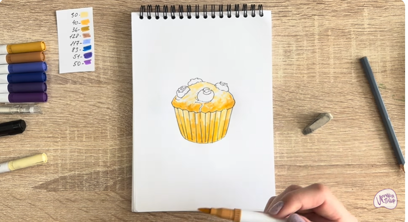 Рисуем Кекс с черникой