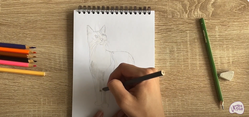 Рисуем Кот породы "японский бобтейл"