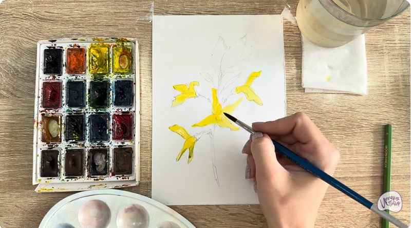 Рисуем Форзиция