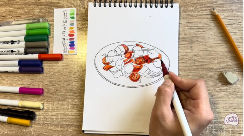 Рисуем Салат " Греческий"