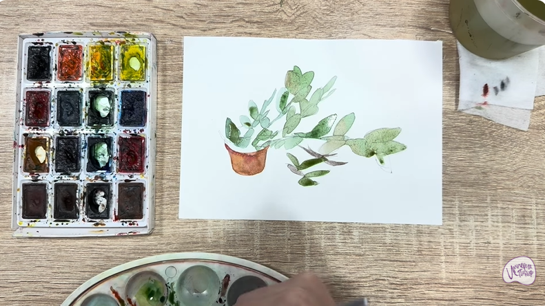 Рисуем Пеллиония в горшке