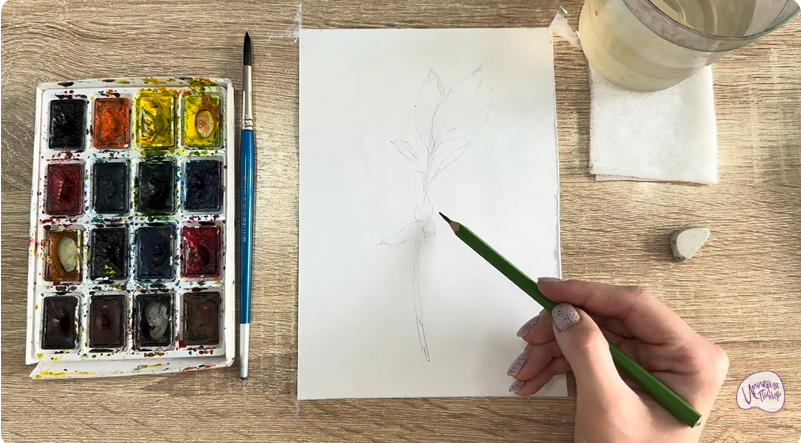 Рисуем Форзиция