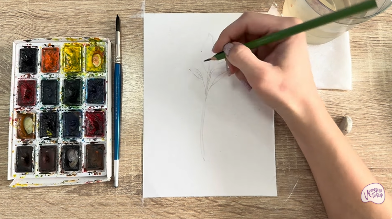 Рисуем Форзиция