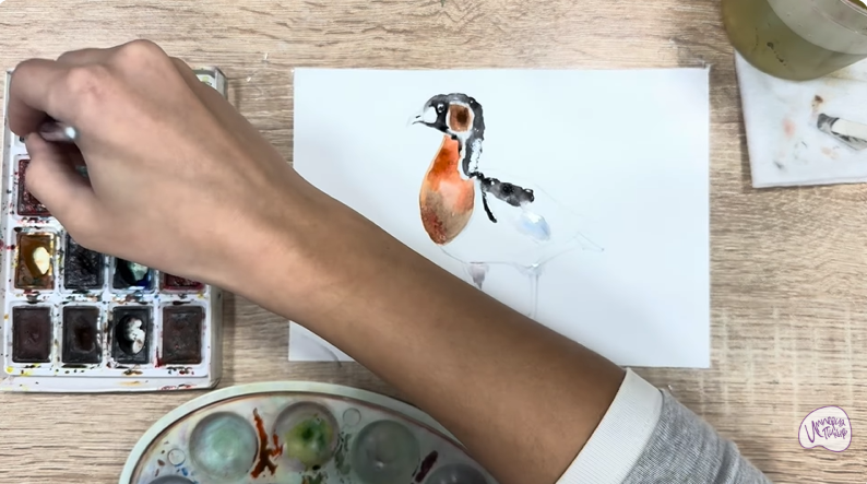 Рисуем Краснозобая казарка