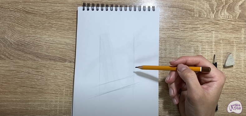 Рисуем Деревянный стеллаж