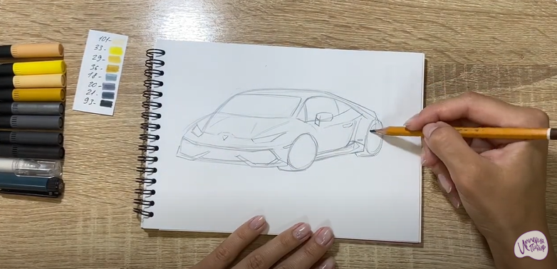 Рисуем Машина марки "Lamborghini"