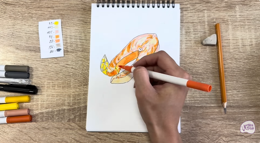Рисуем Стейк из форели