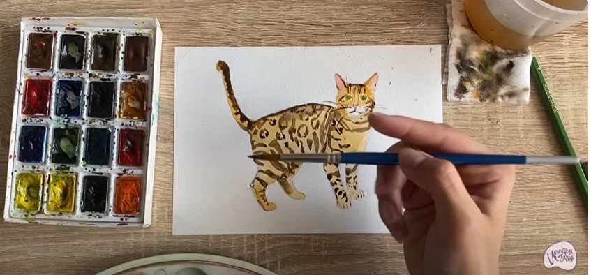 Рисуем Бенгальская кошка
