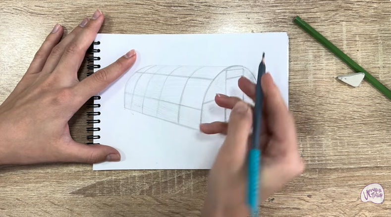 Рисуем Теплица из поликарбоната