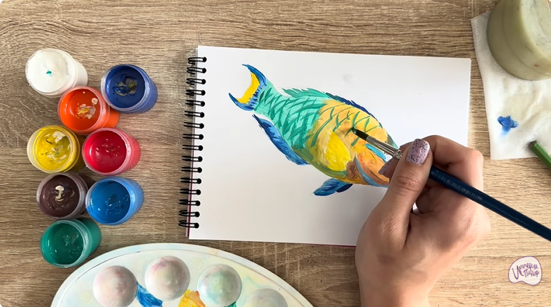 Рисуем Рыба-попугай