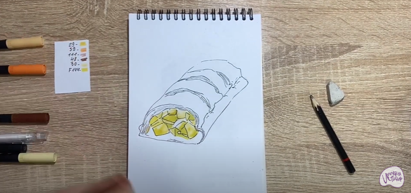 Рисуем Яблочный штрудель