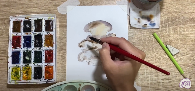 Рисуем Грифола курчавая