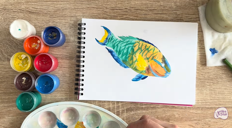 Рисуем Рыба-попугай