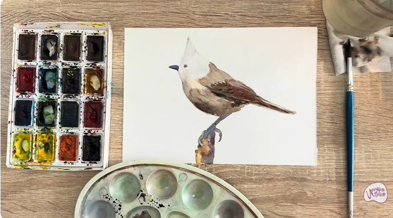 Рисуем Хохлатая синица