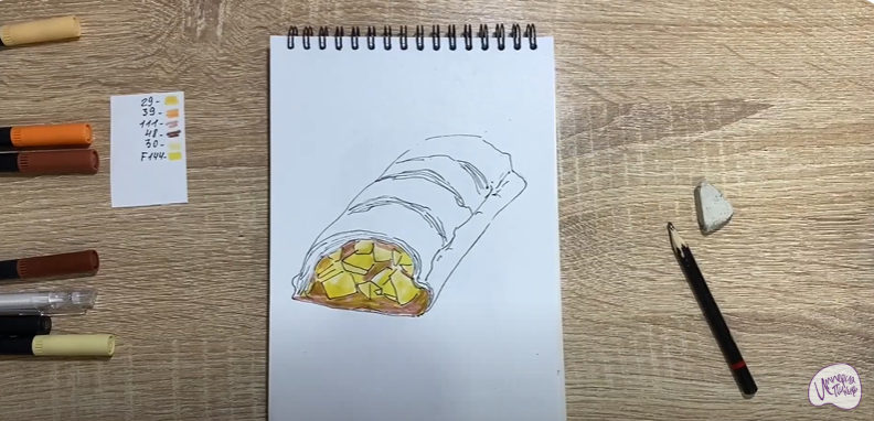 Рисуем Яблочный штрудель