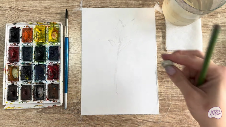 Рисуем Форзиция