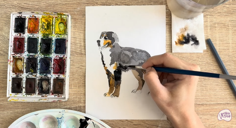 Рисуем Собака породы Бернский зенненхунд