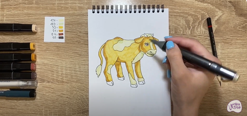 Рисуем Мультяшный телёнок