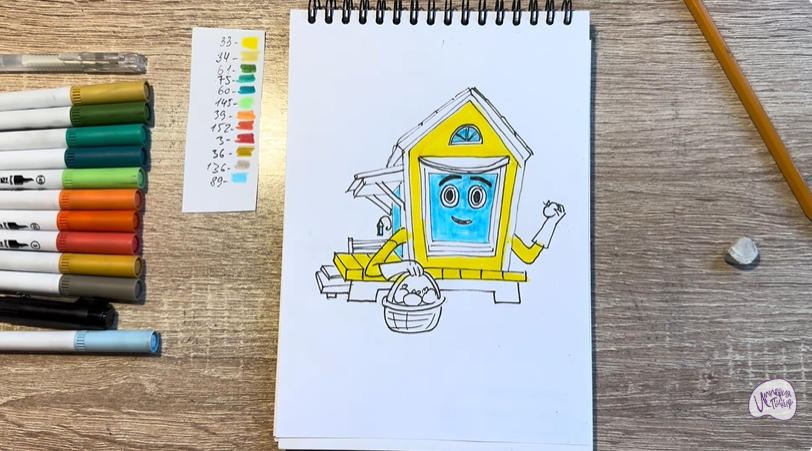 Рисуем Вася из мультфильма  "Домики"
