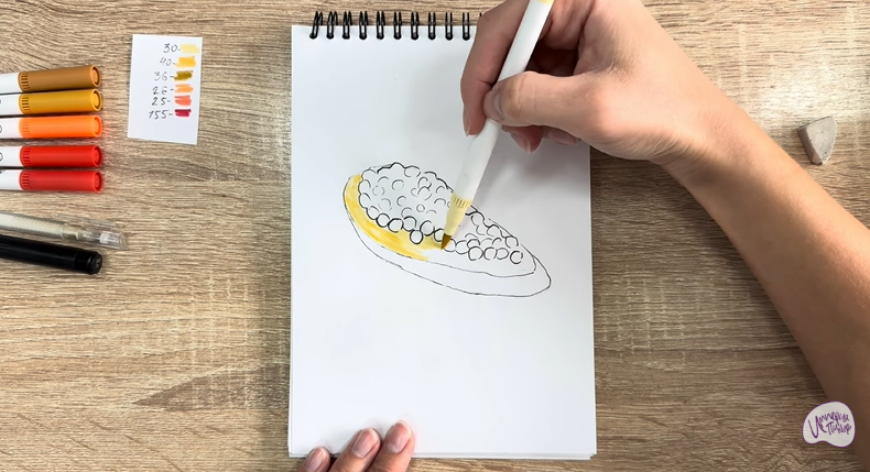 Рисуем Бутерброд с красной икрой