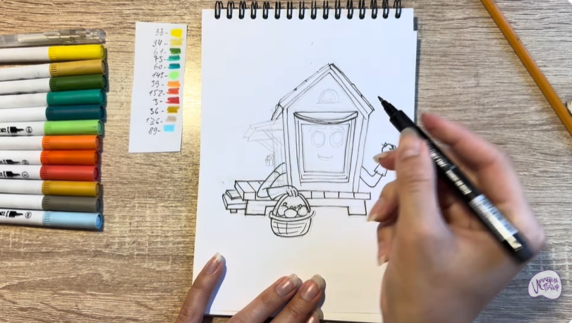 Рисуем Вася из мультфильма  "Домики"