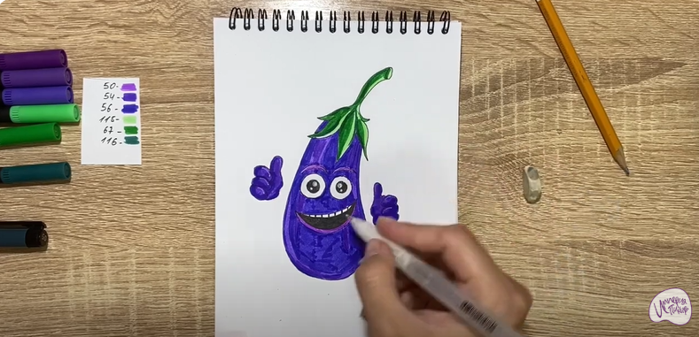 Рисуем Мультяшный баклажан
