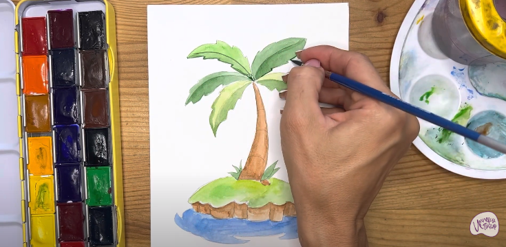 Рисуем Пальма на острове