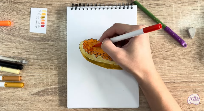 Рисуем Бутерброд с красной икрой