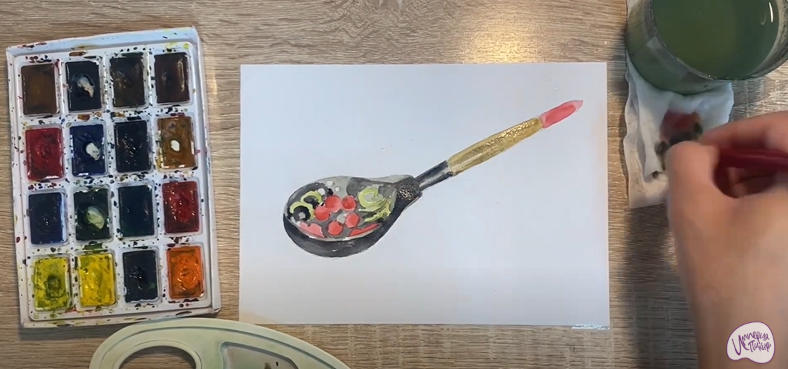 Рисуем Деревянная ложка