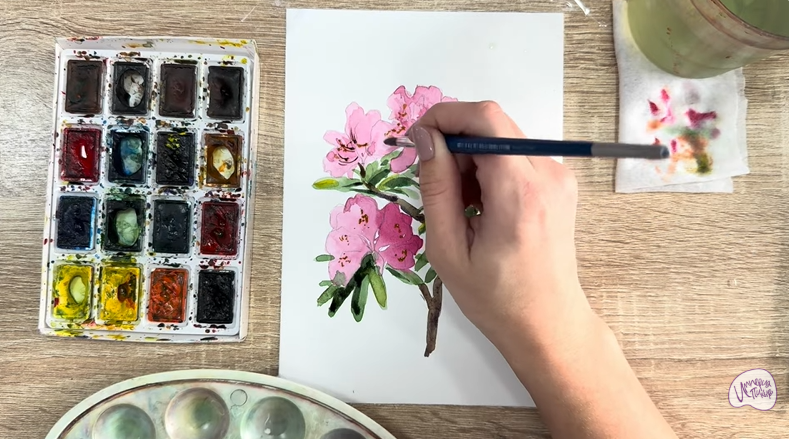 Рисуем Ветка рододендрона